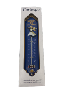 thermomètre sans mercure sur plaque de métal publicitaire de biere à rodez